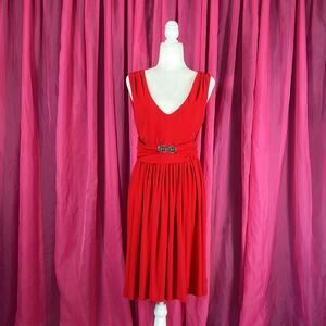 Vintage Joseph Ribkoff Red cocktail party midi dress, size 10